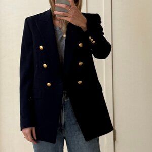 Beautiful Women's Navy Blazer with Gold Buttons and shoulder pads Zara size Smal